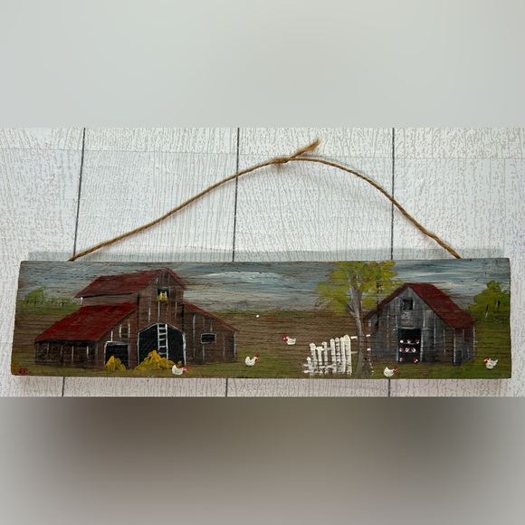 Vintage Barn Wood Original Painting.